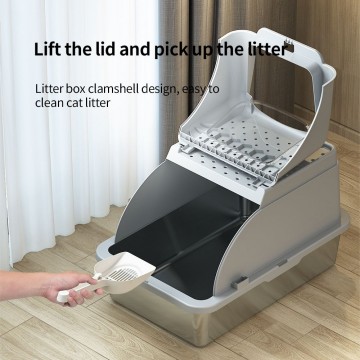 Rubeku Litter Box Hooded Stainless Steel Grey